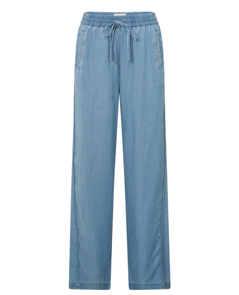 Yaya Chambray Wide Leg Trousers