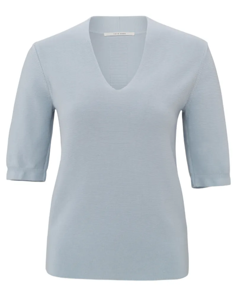 Yaya Dawn Blue V-Neck Knit
