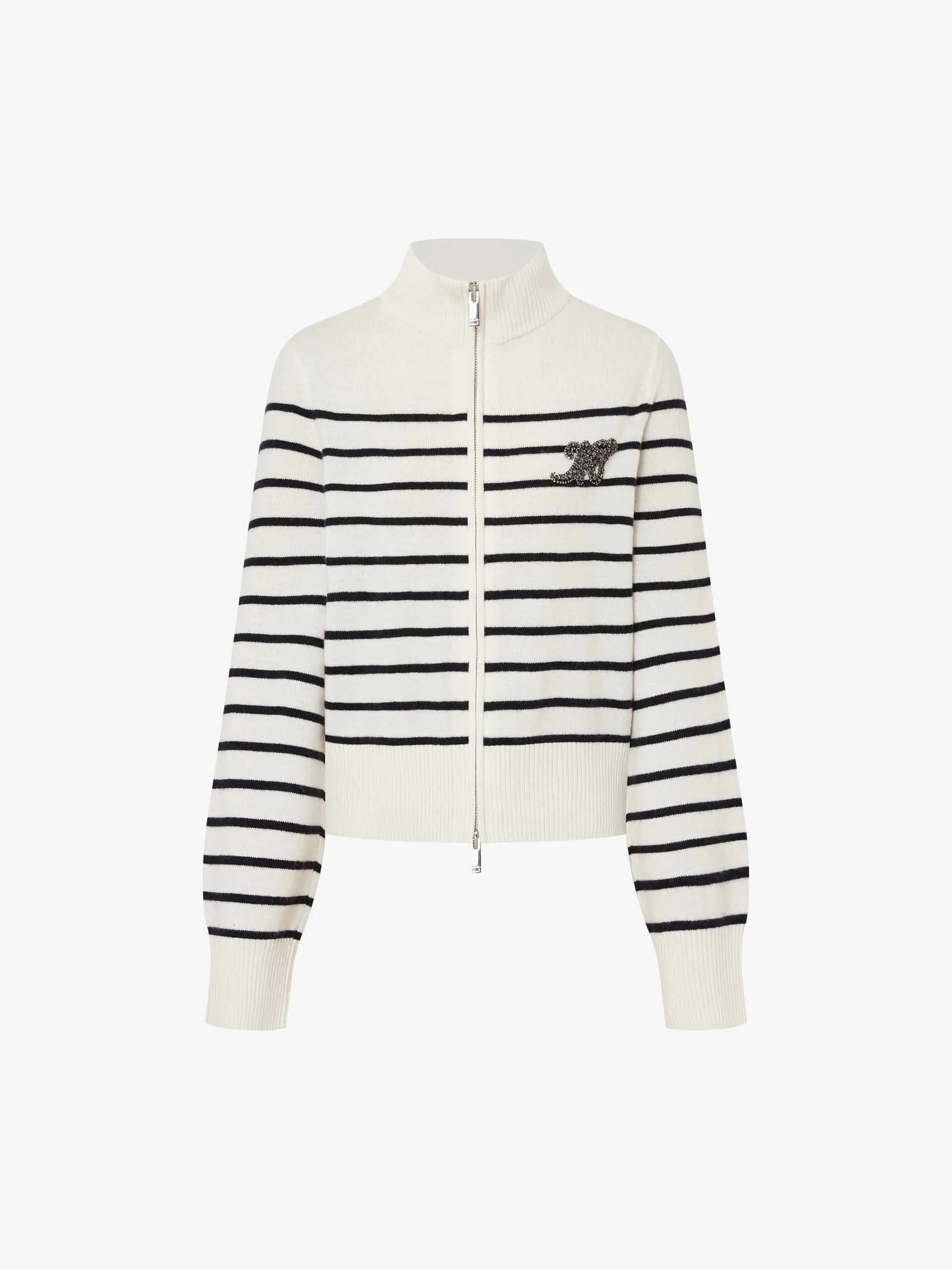 Zip Closure Wool Cardigan