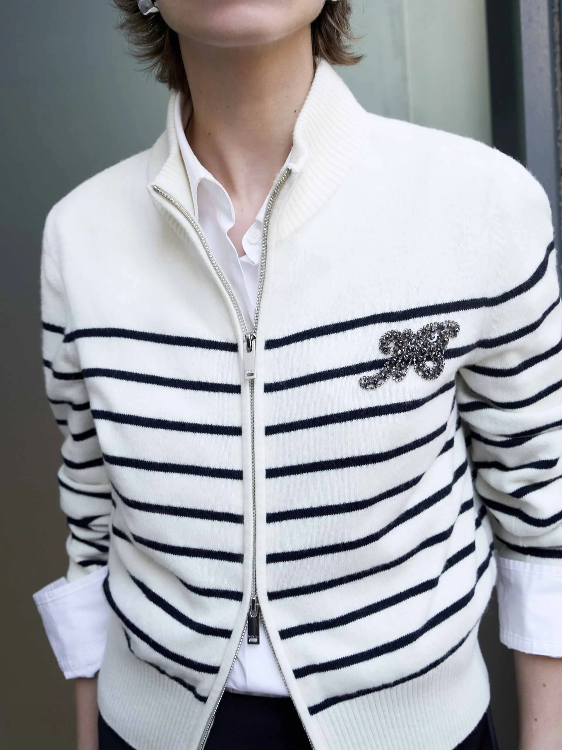 Zip Closure Wool Cardigan