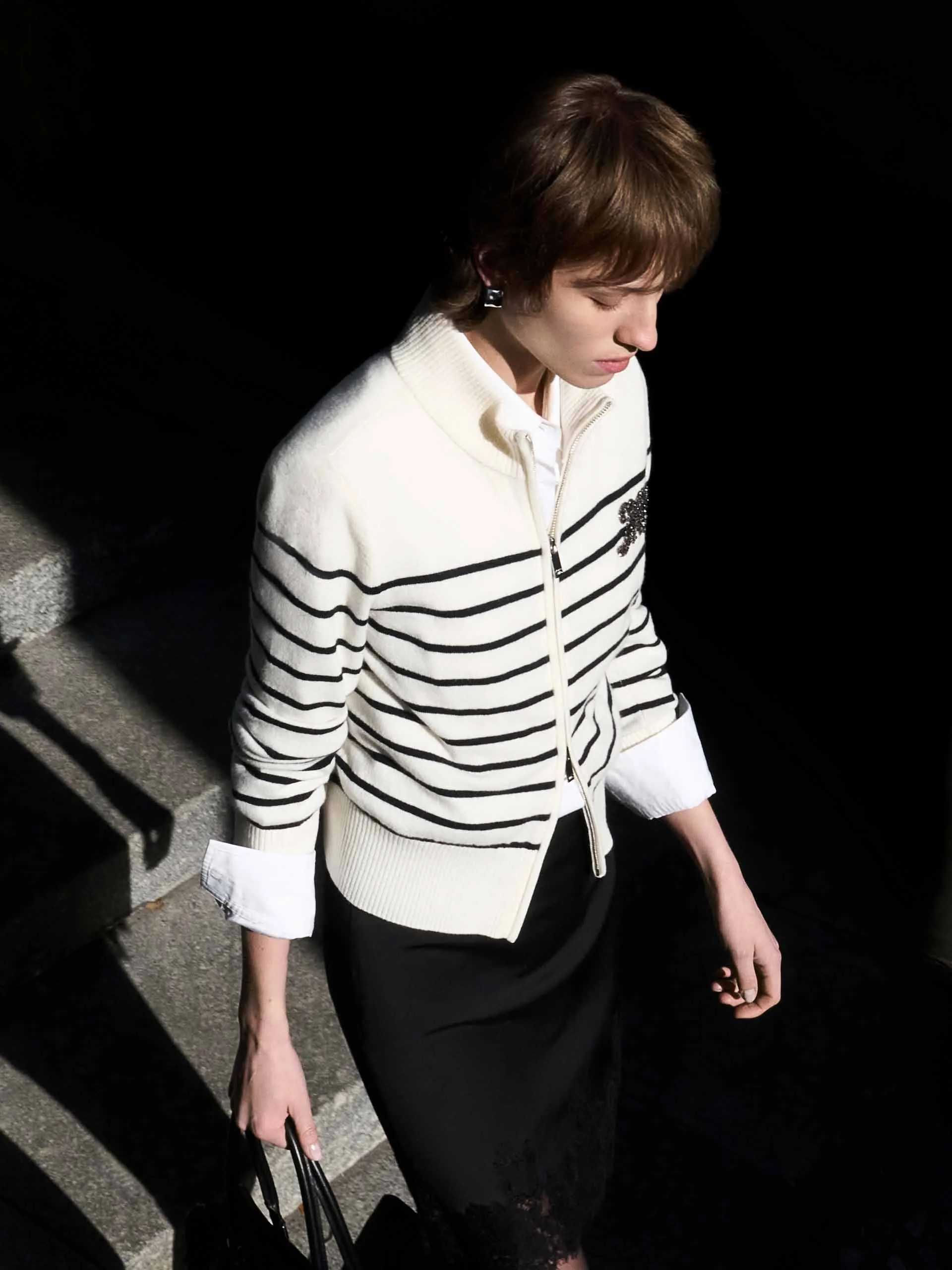 Zip Closure Wool Cardigan