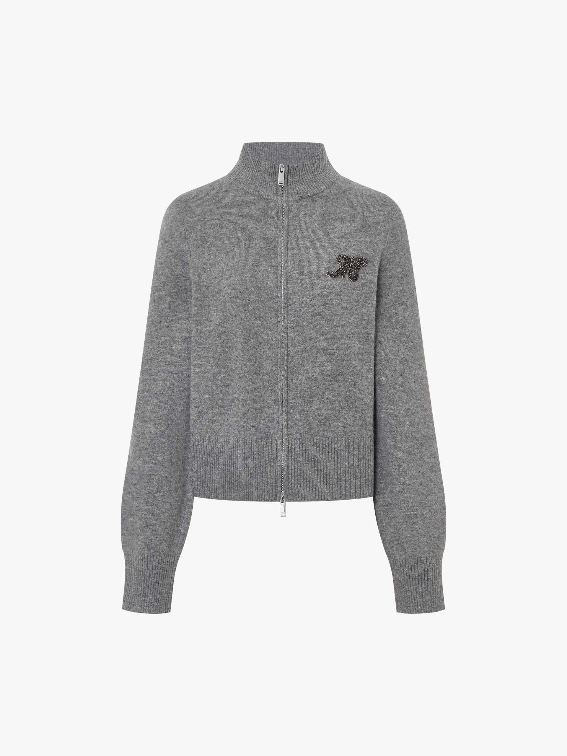 Zip Closure Wool Cardigan