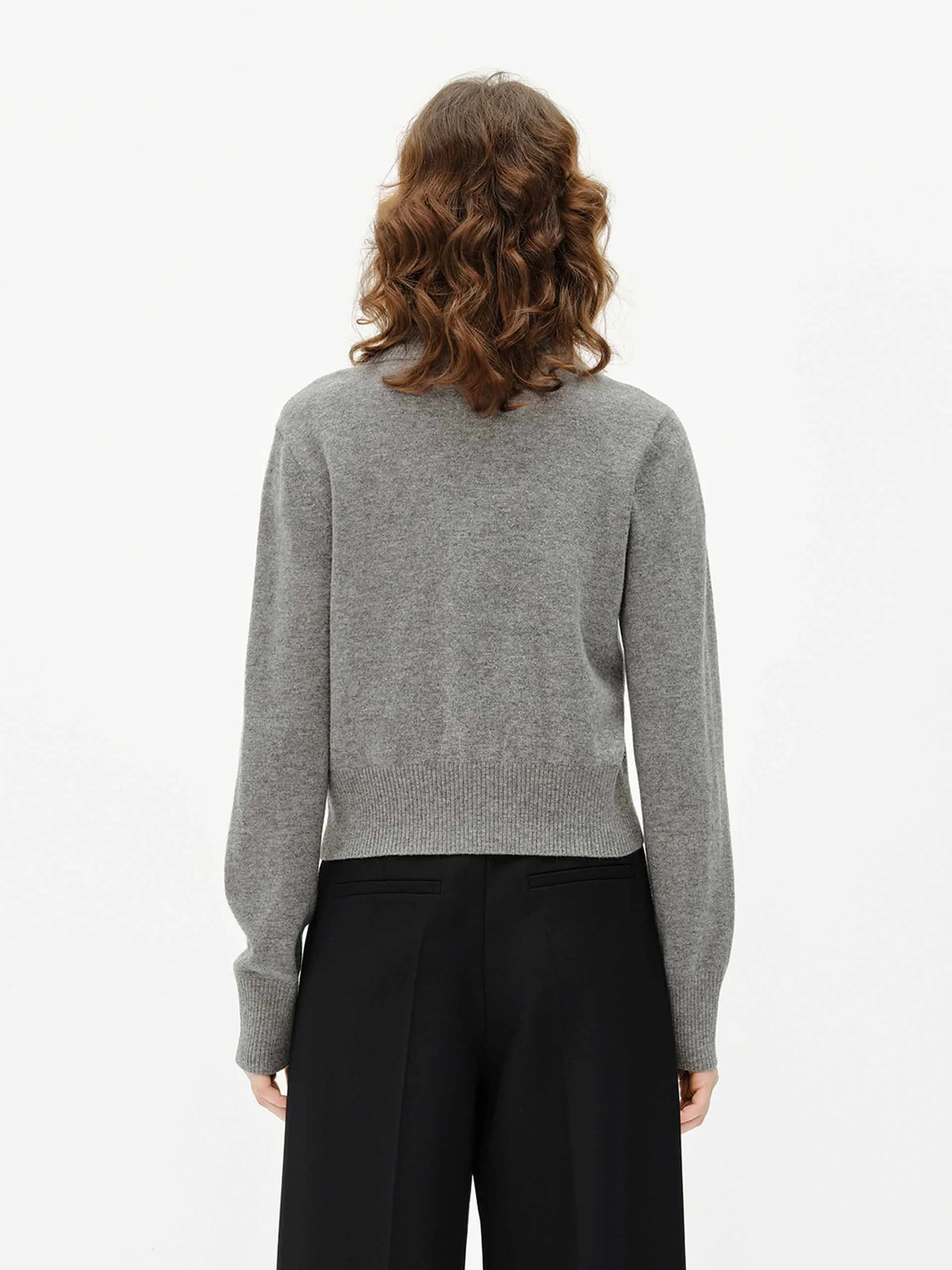 Zip Closure Wool Cardigan